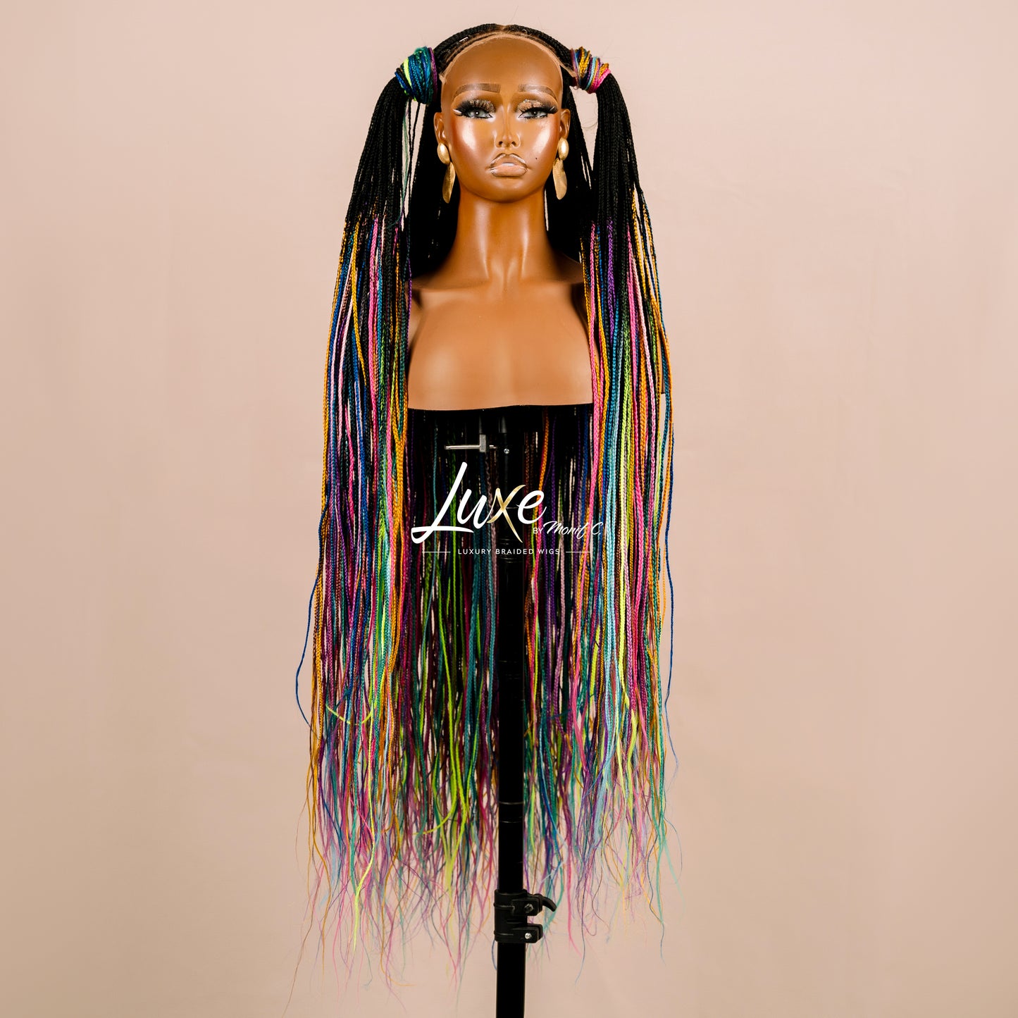 "Tanya" 30" HD Lace 7X7 Closure Micro Knotless Box Braided Wig - Rainbow