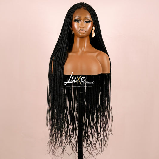 "Kimmy" 24" HD Full Lace Medium Knotless Box Braided Wig - Black