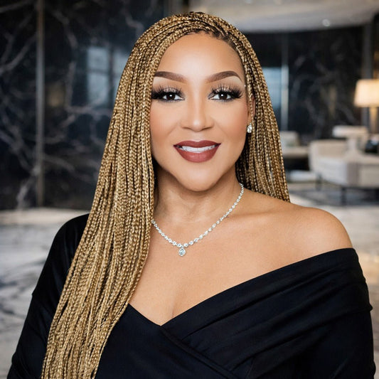 "Mimi" 24" HD Frontal Medium Knotless Box Braided Wig - Blond Mix - Luxury HD Braided Wigs for Black Women