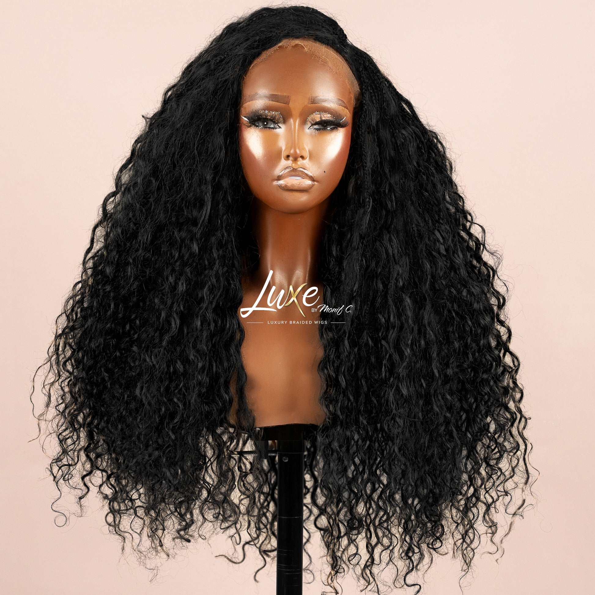 "Tricia" HD Full Lace Human Hair Bora Bora LUXE Braided Wig - Black - Luxury HD Braided Wigs for Black Women