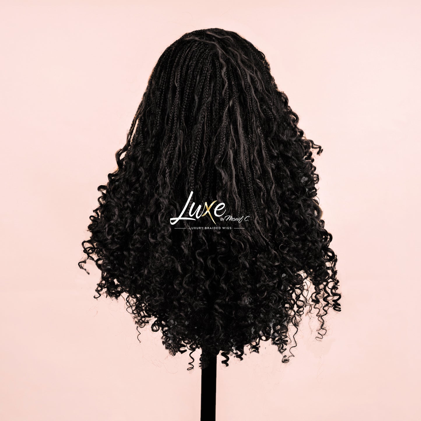 "Selena" HD Closure Braided Wig with Curls - Black Noir - Luxury HD Braided Wigs for Black Women