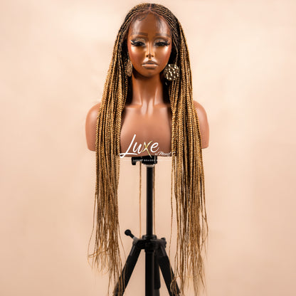 "Bonnie" HD Full Lace Middle Part Cornrow Braided Wig - 27/30/613 - Luxury HD Braided Wigs for Black Women