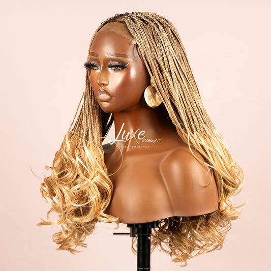 "Tina" French Curls HD Closure Lacefront Braided Wig - Blond Bombshell - Luxury HD Braided Wigs for Black Women