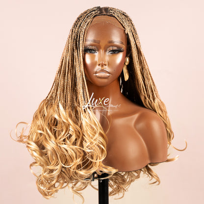 "Tina" French Curls HD Closure Lacefront Braided Wig - Blond Bombshell - Luxury HD Braided Wigs for Black Women