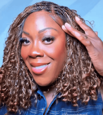 "Lina" HD 7X7 Closure Human Hair Bob Boho Braided Wig - 30 - Luxury HD Braided Wigs for Black Women