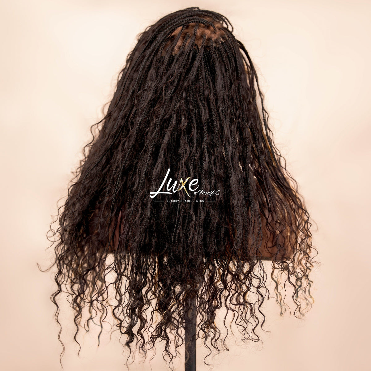 "Joann" HD 7X7 Closure Human Hair Boho Braided Wig - 1B - Luxury HD Braided Wigs for Black Women