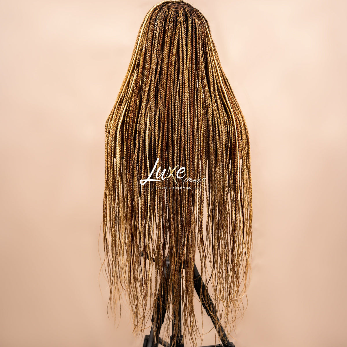 "Kimmy" HD Full Lace Medium Knotless Box Braided Wig - 27/30/613 Highlights - Luxury HD Braided Wigs for Black Women