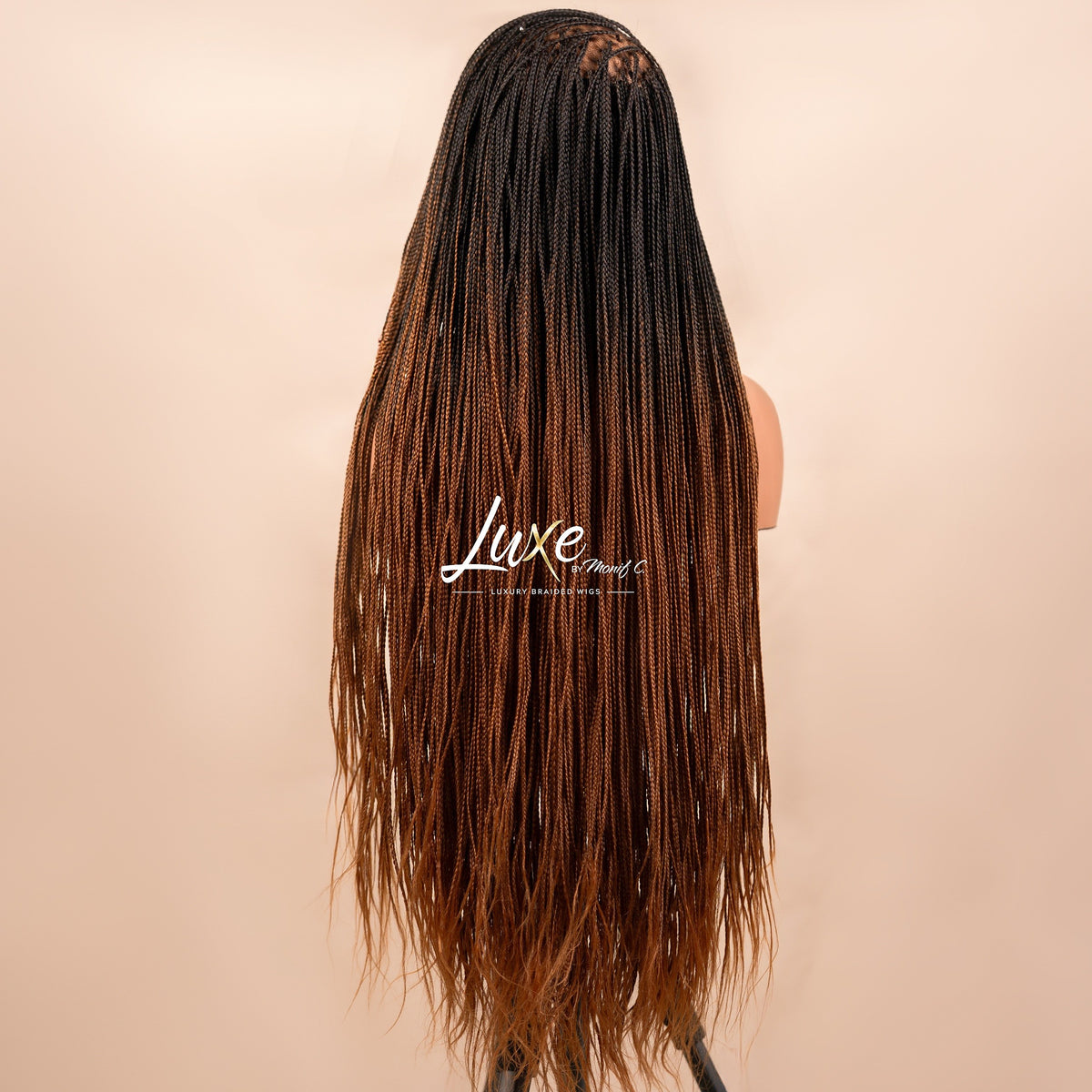"Pamela" HD Lace 7X7 Closure Extra Small Knotless Box Braided Wig - 1B/30 Ombre - Luxury HD Braided Wigs for Black Women