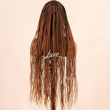 "Kimmy" 28" HD Full Lace Medium Knotless Box Braided Wig - Color 30 - Luxury HD Braided Wigs for Black Women