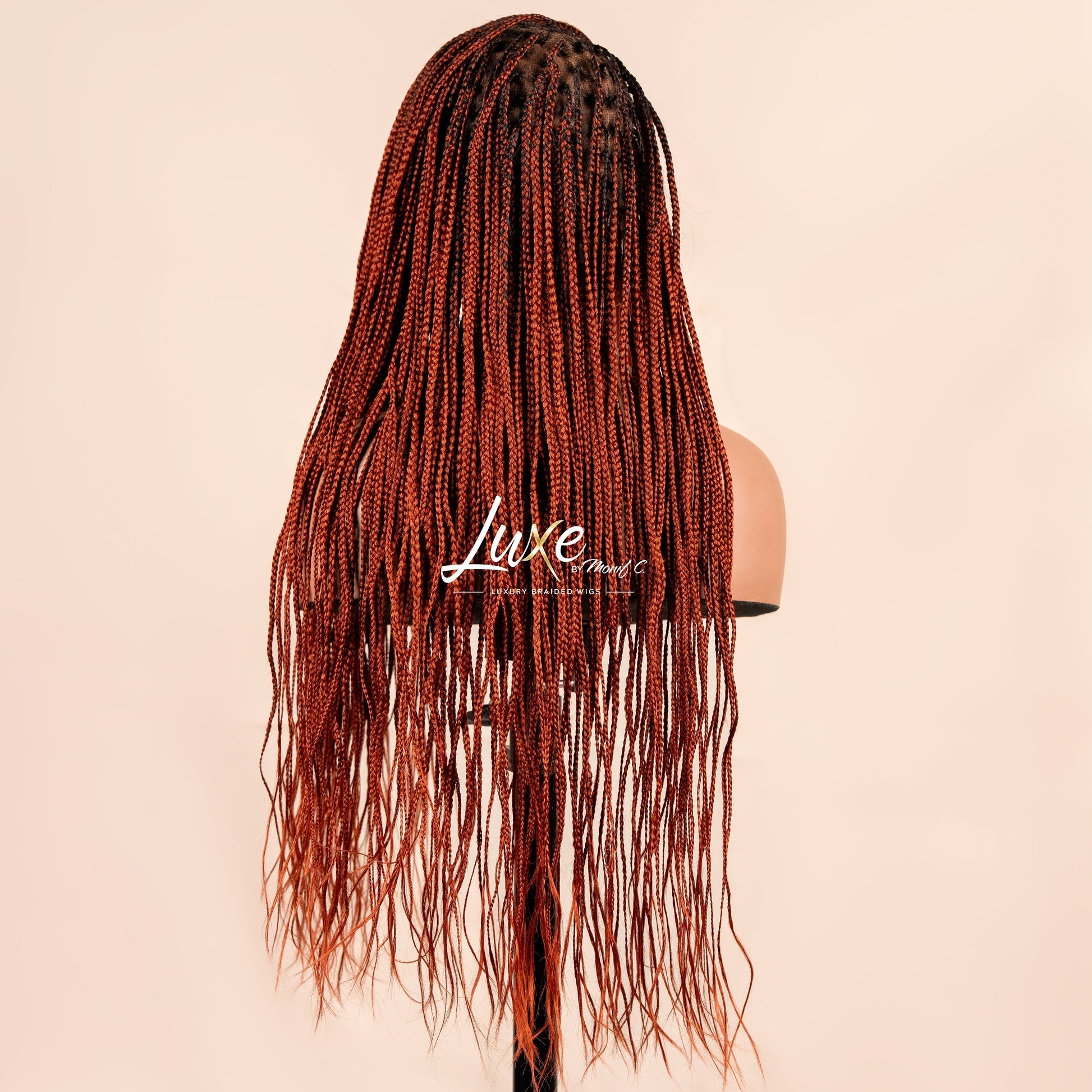 "Kimmy" 28" HD Full Lace Medium Knotless Box Braided Wig - Color 350 - Luxury HD Braided Wigs for Black Women