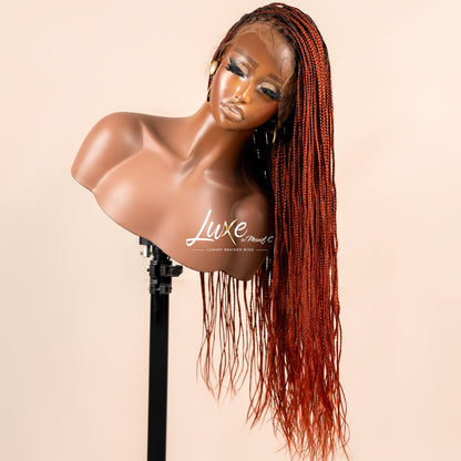 "Kimmy" 28" HD Full Lace Medium Knotless Box Braided Wig - Color 350 - Luxury HD Braided Wigs for Black Women