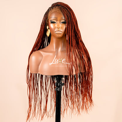 "Kimmy" 28" HD Full Lace Medium Knotless Box Braided Wig - Color 350 - Luxury HD Braided Wigs for Black Women