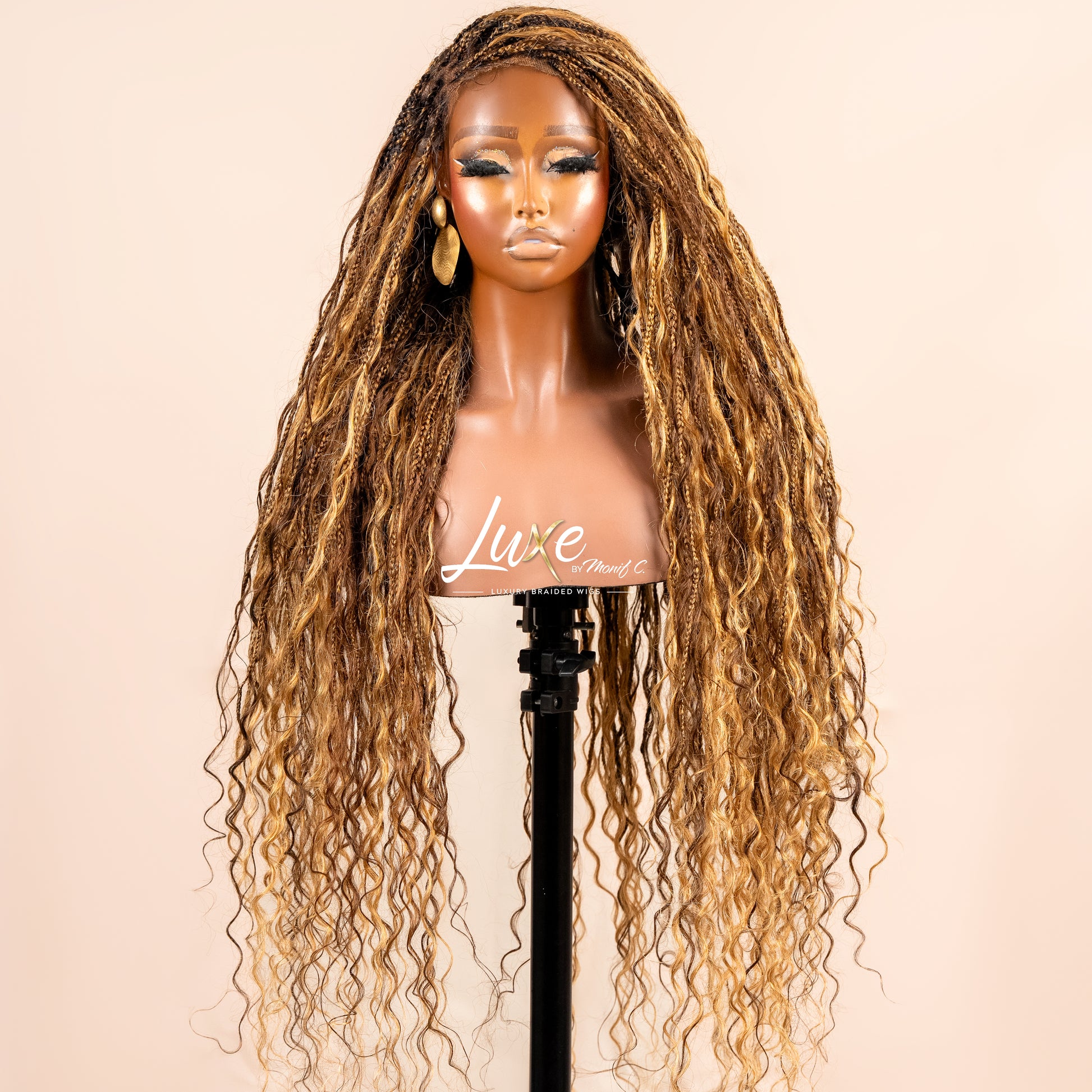 "Bonita" HD Full Lace Human Hair Boho Braided Wig - 4/27/30 - Luxury HD Braided Wigs for Black Women