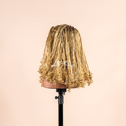 "Lina" HD 7X7 Closure Human Hair Bob Boho Braided Wig - 4/27/613 - Luxury HD Braided Wigs for Black Women