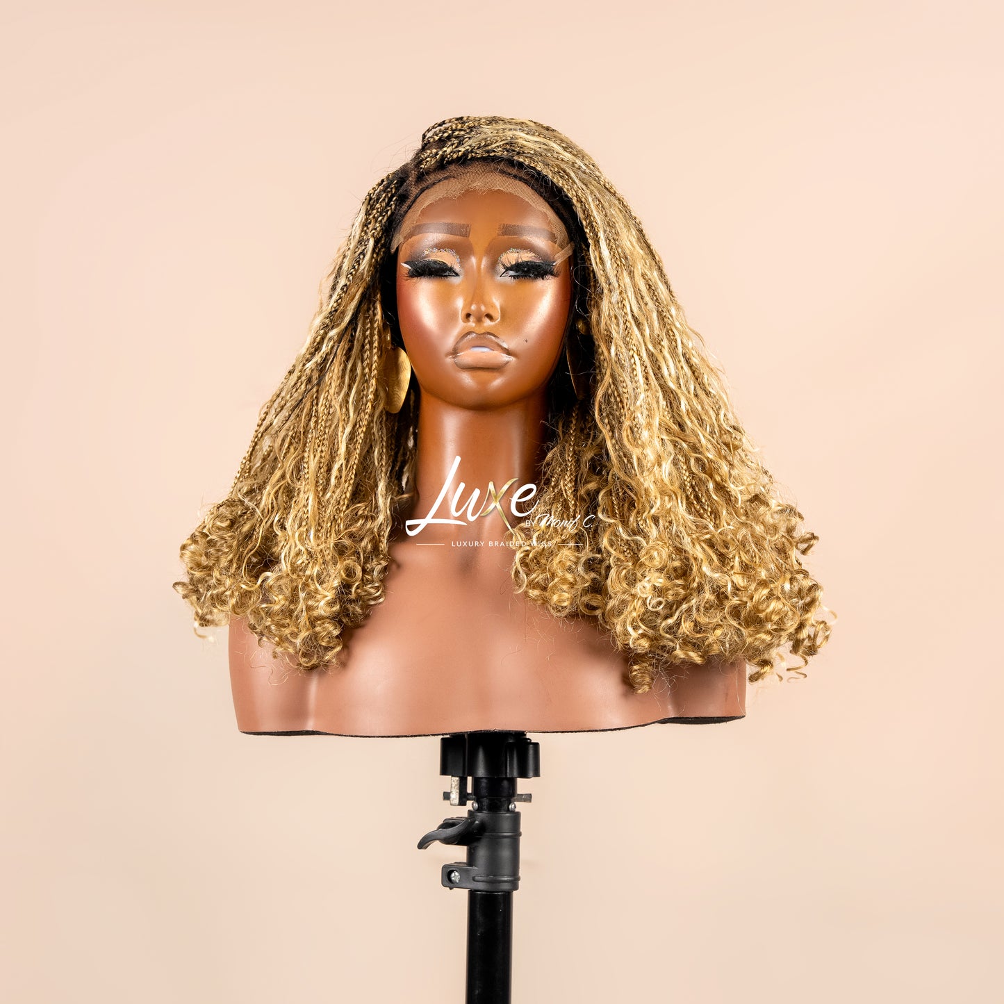 "Lina" HD 7X7 Closure Human Hair Bob Boho Braided Wig - 4/27/613 - Luxury HD Braided Wigs for Black Women