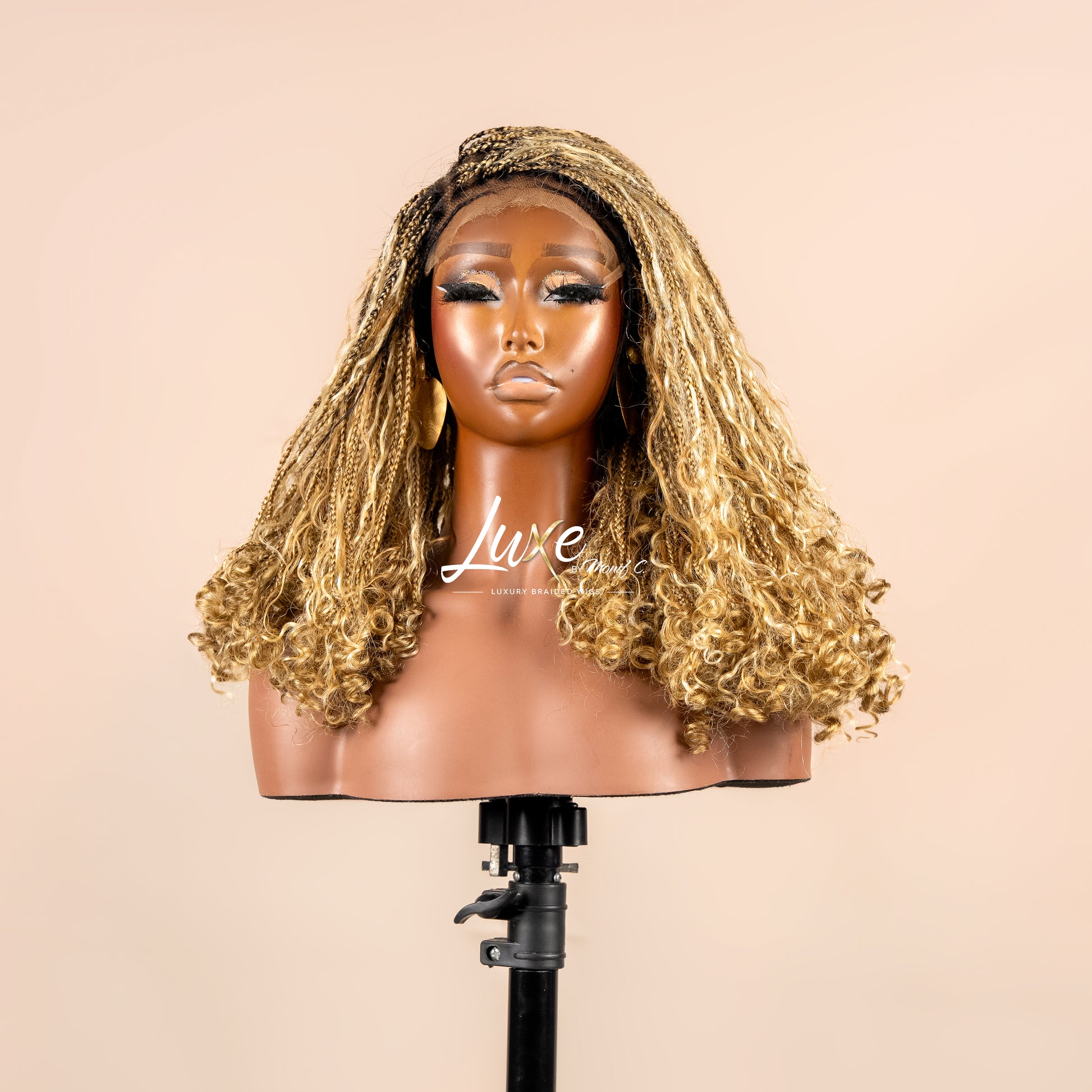 "Lina" HD 7X7 Closure Human Hair Bob Boho Braided Wig - 4/27/613 - Luxury HD Braided Wigs for Black Women
