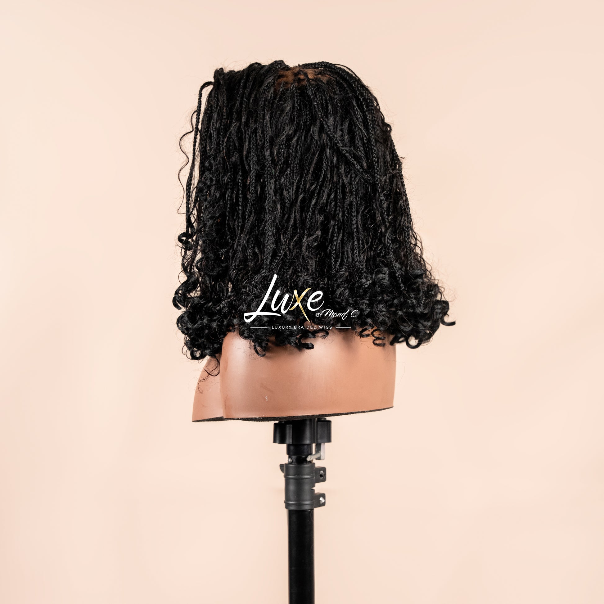 "Lina" HD 7X7 Closure Human Hair Bob Boho Braided Wig - 1B - Luxury HD Braided Wigs for Black Women