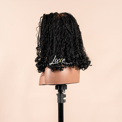 "Lina" HD 7X7 Closure Human Hair Bob Boho Braided Wig - 1B - Luxury HD Braided Wigs for Black Women