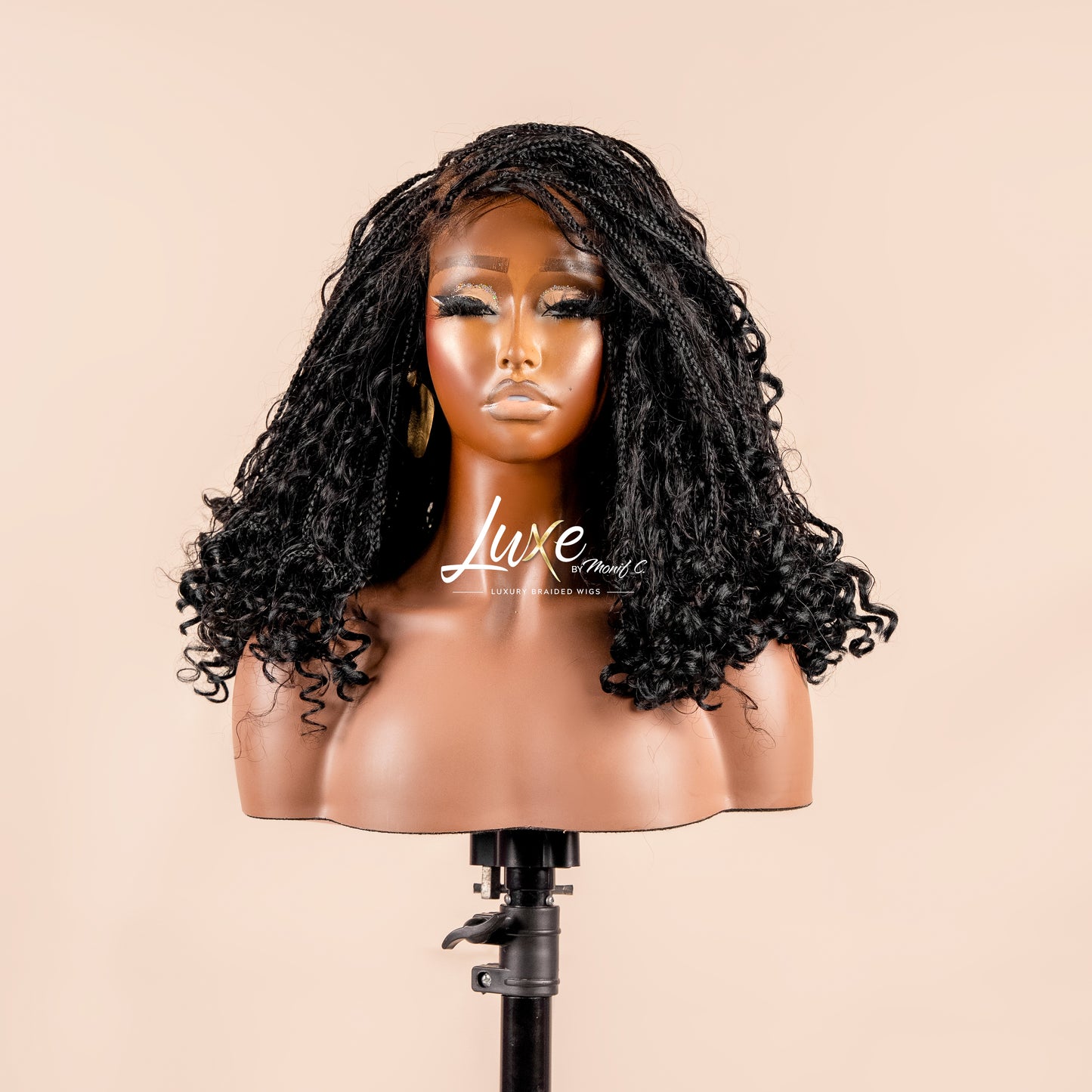 "Lina" HD 7X7 Closure Human Hair Bob Boho Braided Wig - 1B - Luxury HD Braided Wigs for Black Women