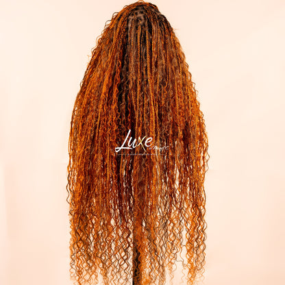"Bonita" HD Full Lace Human Hair Boho Braided Wig - 350/30 Mix - Luxury HD Braided Wigs for Black Women
