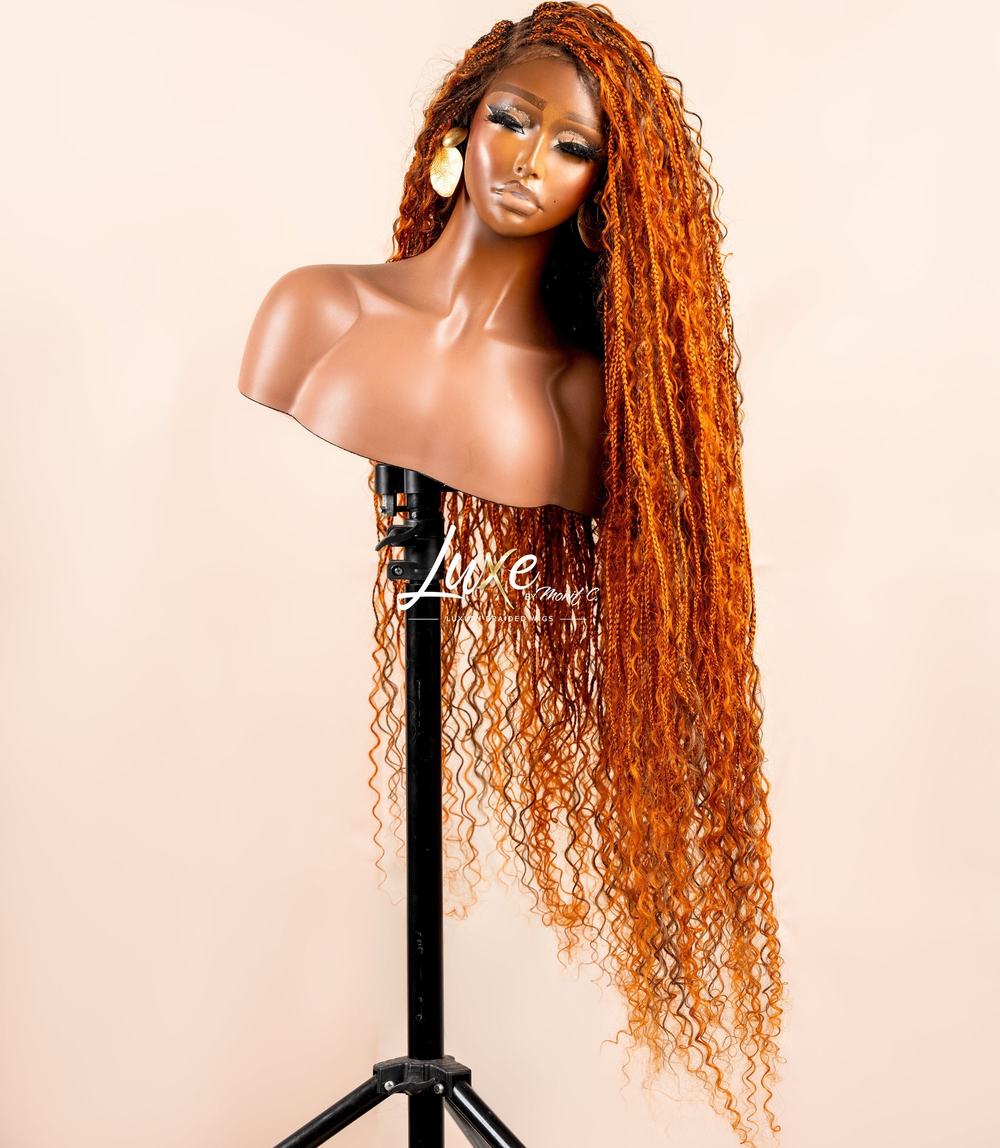 "Bonita" HD Full Lace Human Hair Boho Braided Wig - 350/30 Mix - Luxury HD Braided Wigs for Black Women