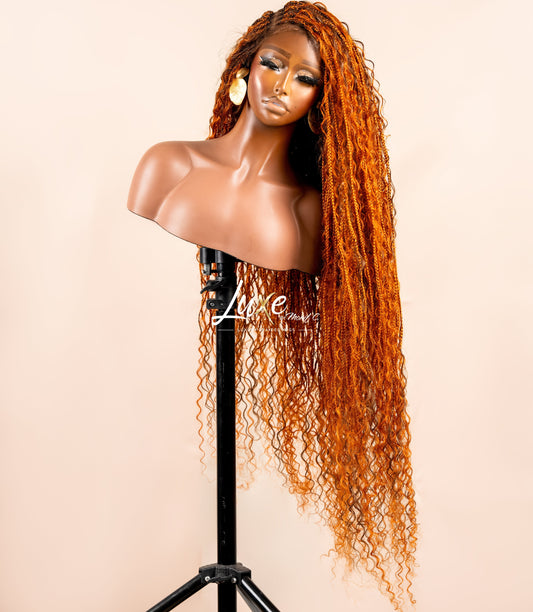 "Bonita" HD Full Lace Human Hair Boho Braided Wig - 350/30 Mix - Luxury HD Braided Wigs for Black Women