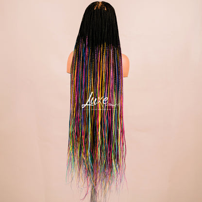 "Tanya" 30" HD Lace 7X7 Closure Micro Knotless Box Braided Wig - Rainbow - Luxury HD Braided Wigs for Black Women