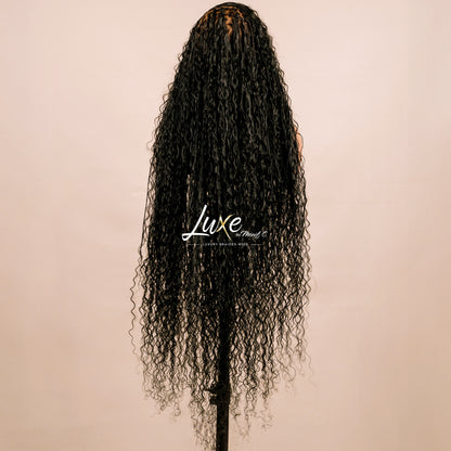 "Bonita" HD Full Lace Human Hair Boho Braided Wig - Black - Luxury HD Braided Wigs for Black Women