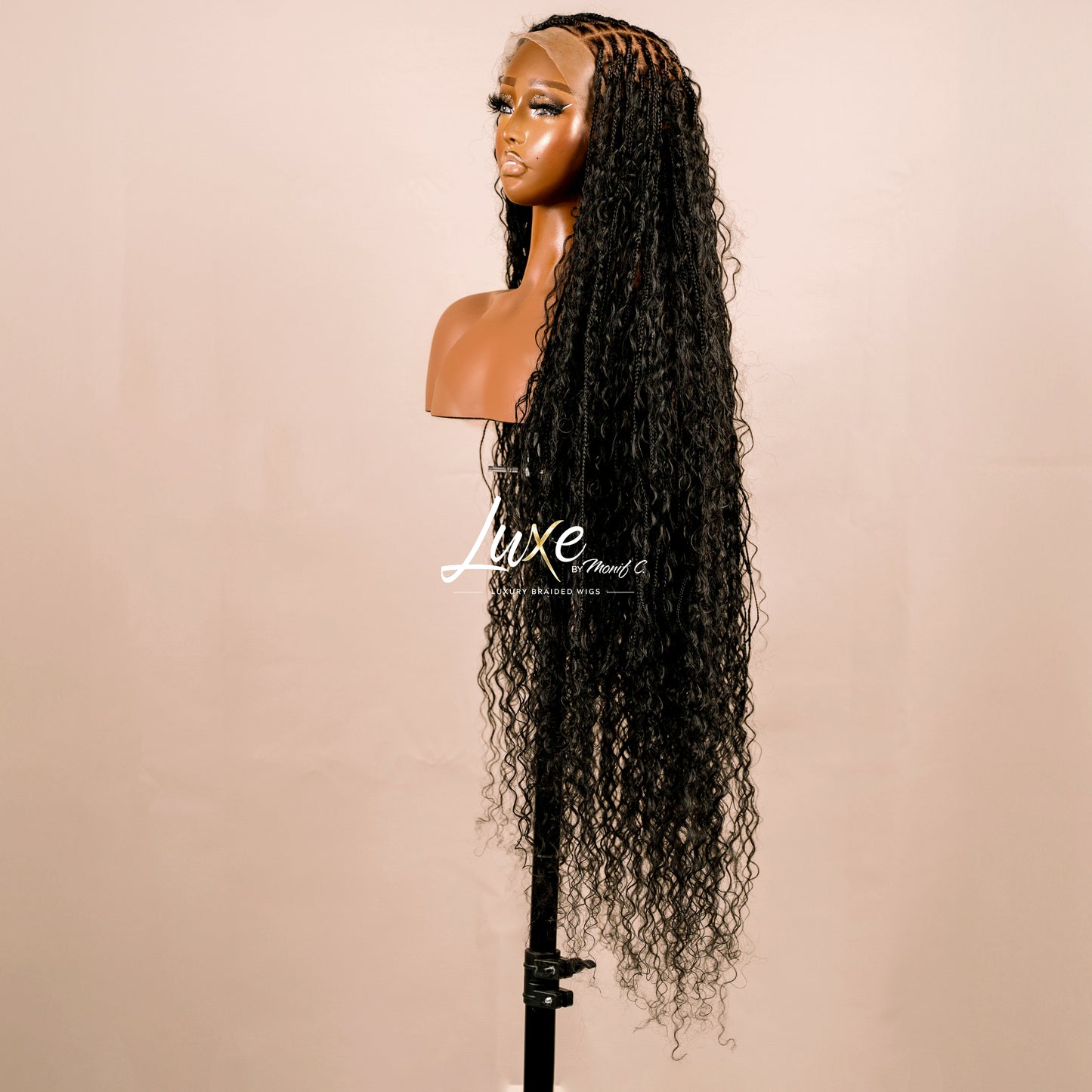 "Bonita" HD Full Lace Human Hair Boho Braided Wig - Black