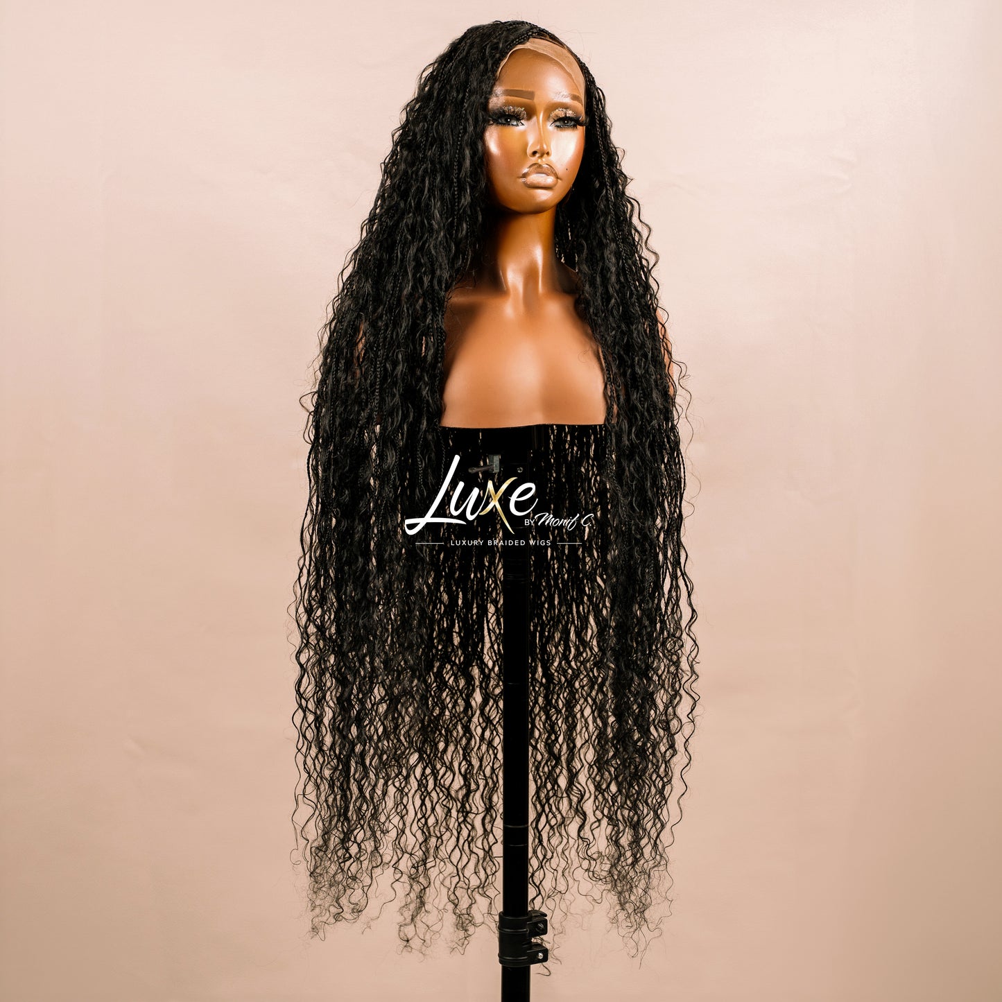 "Bonita" HD Full Lace Human Hair Boho Braided Wig - Black
