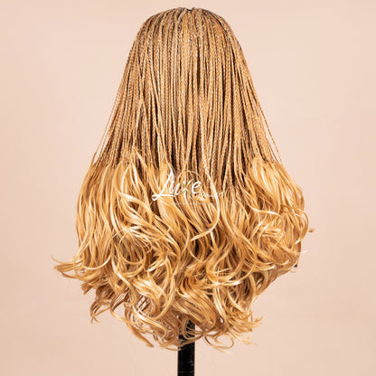 "Tina" French Curls HD Closure Lacefront Braided Wig - Blond Bombshell - Luxury HD Braided Wigs for Black Women