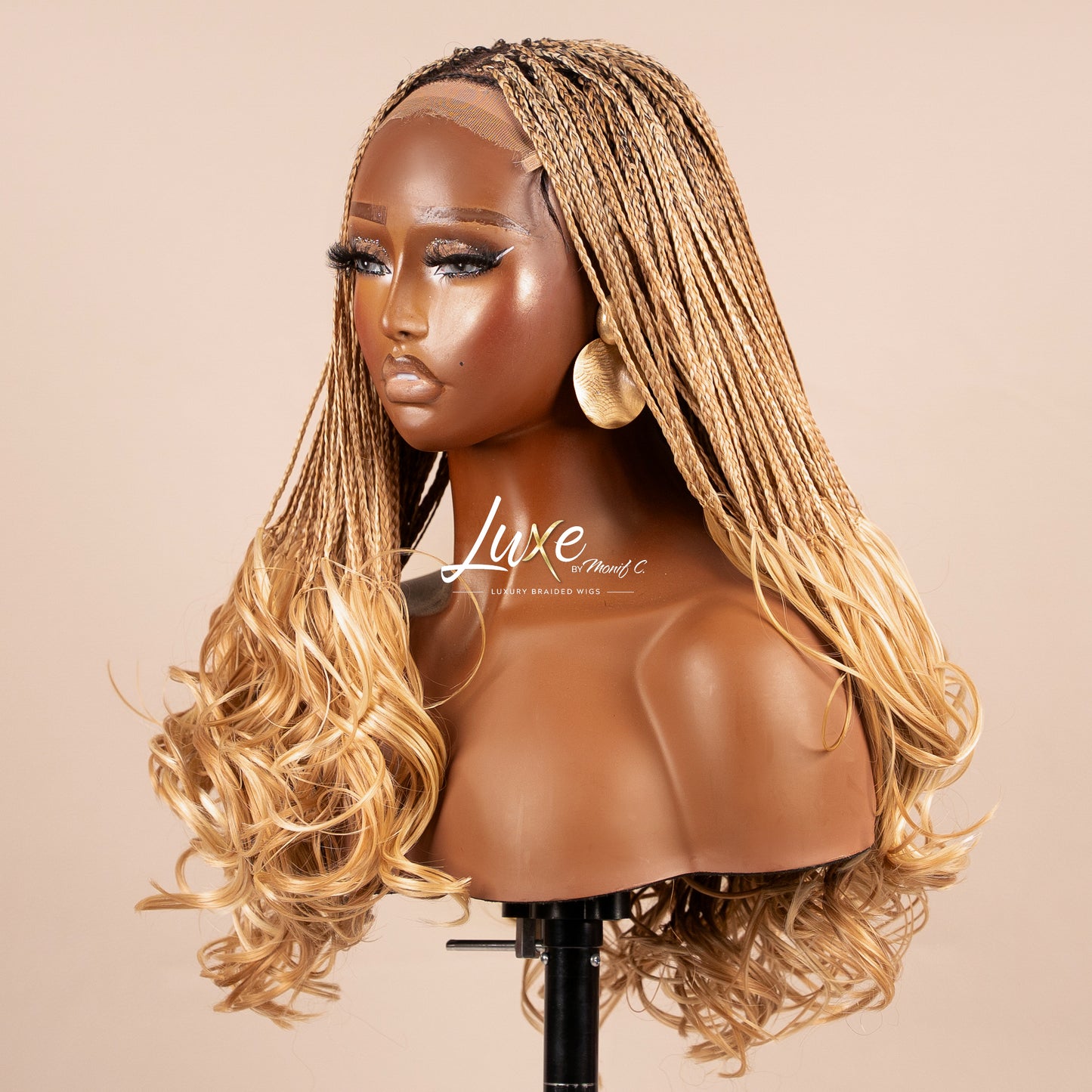 "Tina" French Curls HD Closure Lacefront Braided Wig - Blond Bombshell