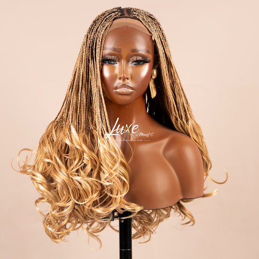 "Tina" French Curls HD Closure Lacefront Braided Wig - Blond Bombshell