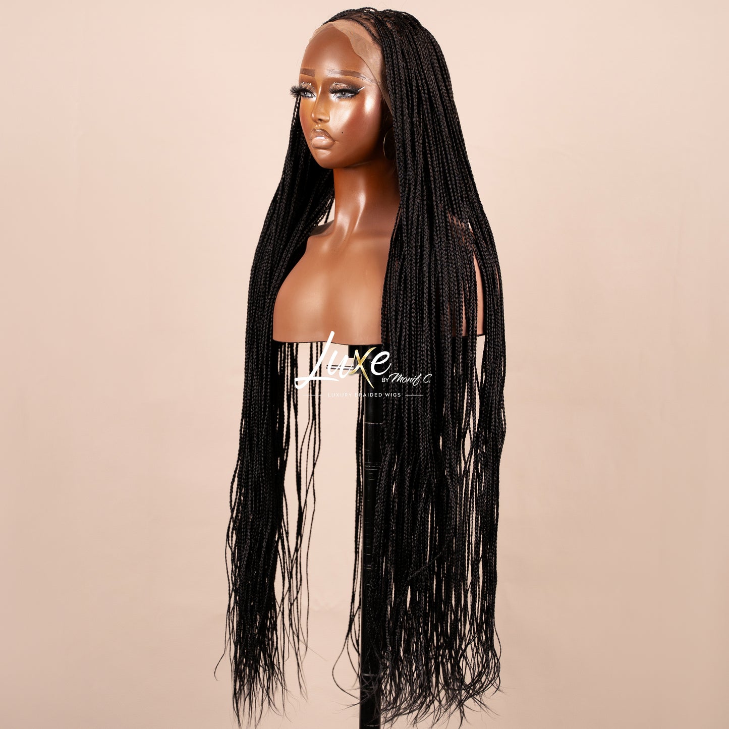 "Tanya" 30" HD Lace 7X7 Closure Micro Knotless Box Braided Wig - Black