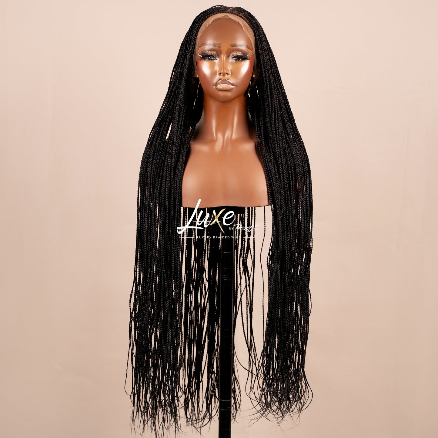 "Tanya" 30" HD Lace 7X7 Closure Micro Knotless Box Braided Wig - Black