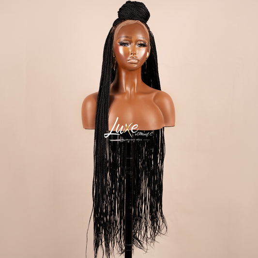 "Tanya" 30" HD Lace 7X7 Closure Micro Knotless Box Braided Wig - Black