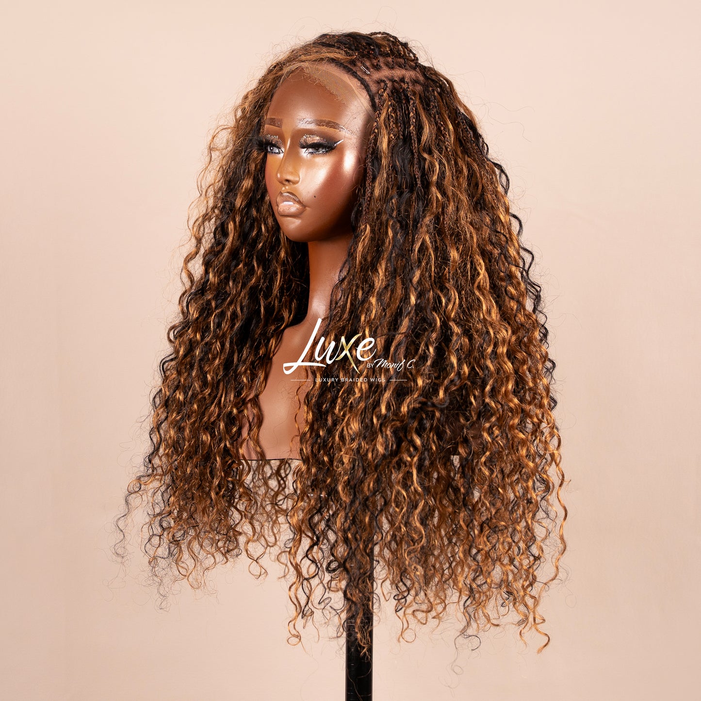 "Tricia" HD Full Lace 100% Human Hair Bora Bora LUXE Braided Wig - 1B/30 MIx
