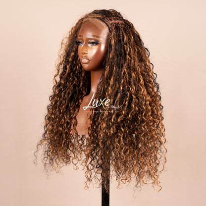 "Tricia" HD Full Lace 100% Human Hair Bora Bora LUXE Braided Wig - 1B/30 MIx - Luxury HD Braided Wigs for Black Women