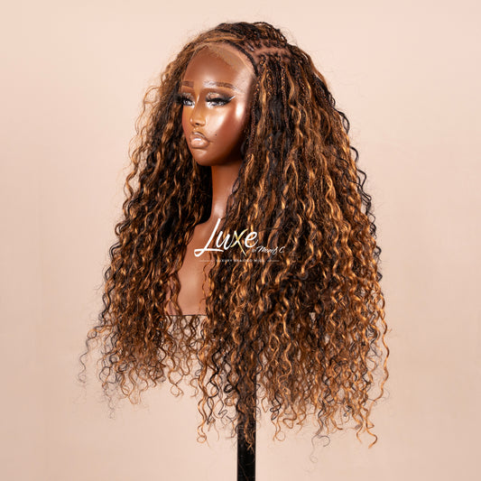 "Tricia" HD Full Lace 100% Human Hair Bora Bora LUXE Braided Wig - 1B/30 MIx