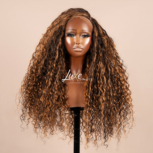 "Tricia" HD Full Lace 100% Human Hair Bora Bora LUXE Braided Wig - 1B/30 MIx