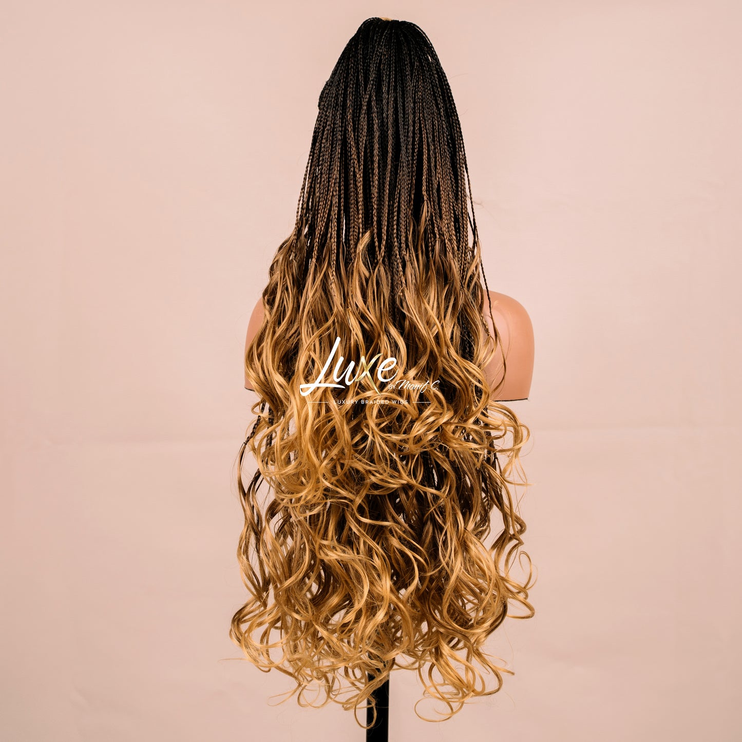 "Lina" French Curls HD Full Lacefront Braided Wig - Golden Ombre
