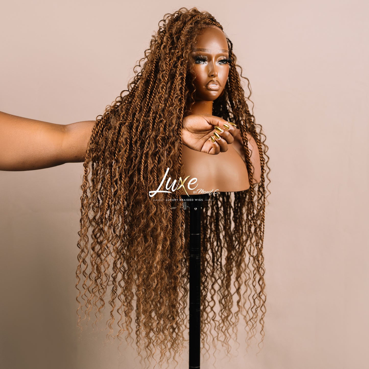 "Lana" HD Full Lace Human Hair Island Twist Boho Braided Wig - Sandy Brown