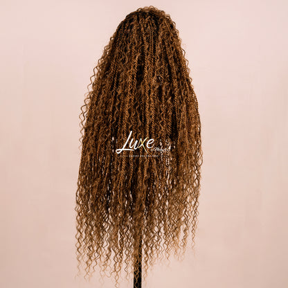 "Lana" HD Full Lace Human Hair Island Twist Boho Braided Wig - Sandy Brown - Luxury HD Braided Wigs for Black Women