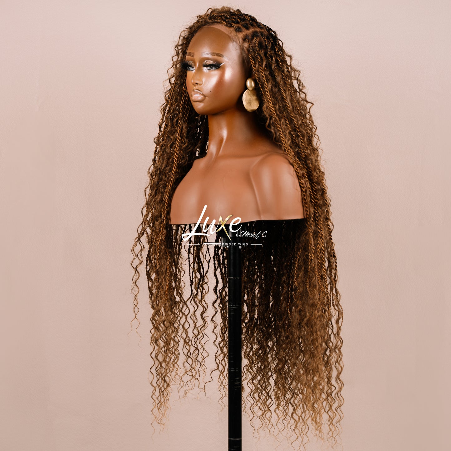 "Lana" HD Full Lace Human Hair Island Twist Boho Braided Wig - Sandy Brown