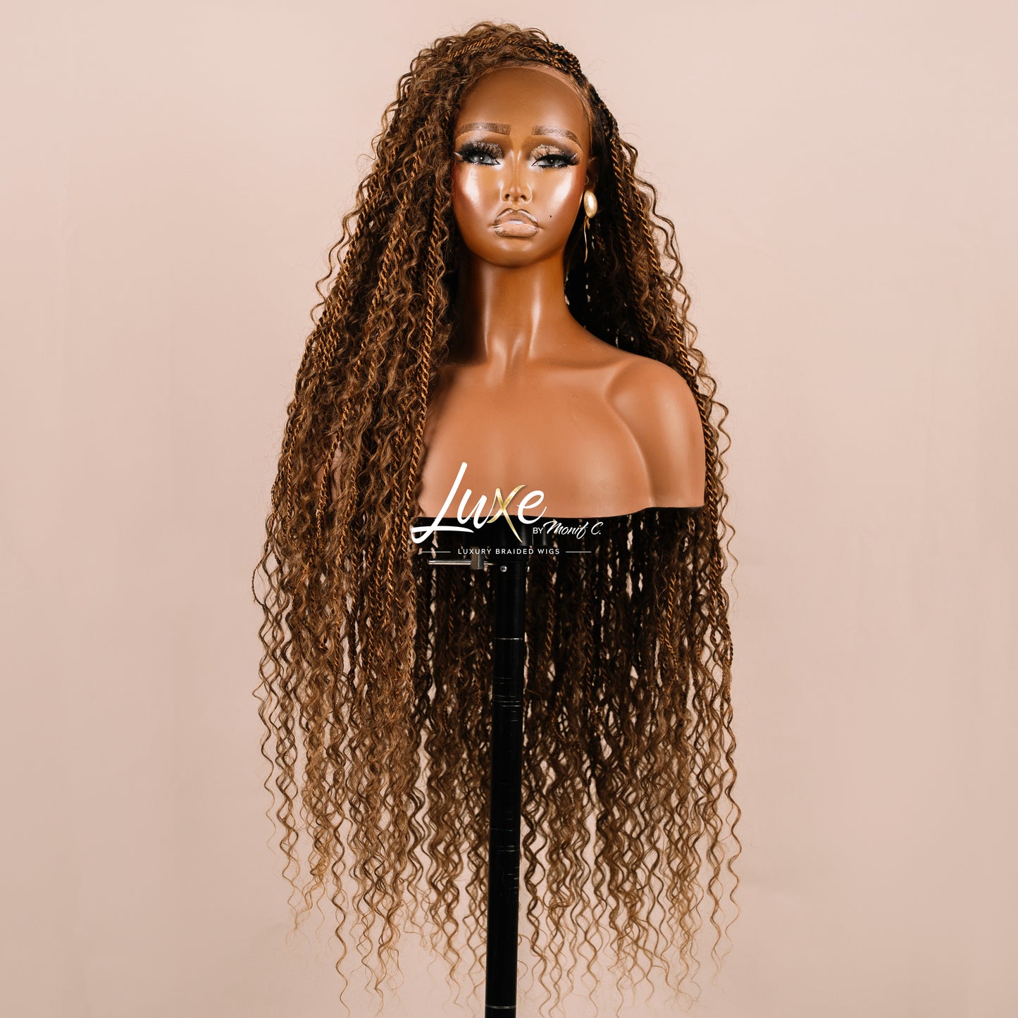 "Lana" HD Full Lace Human Hair Island Twist Boho Braided Wig - Sandy Brown