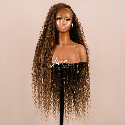 "Lana" HD Full Lace Human Hair Island Twist Boho Braided Wig - Sandy Brown - Luxury HD Braided Wigs for Black Women