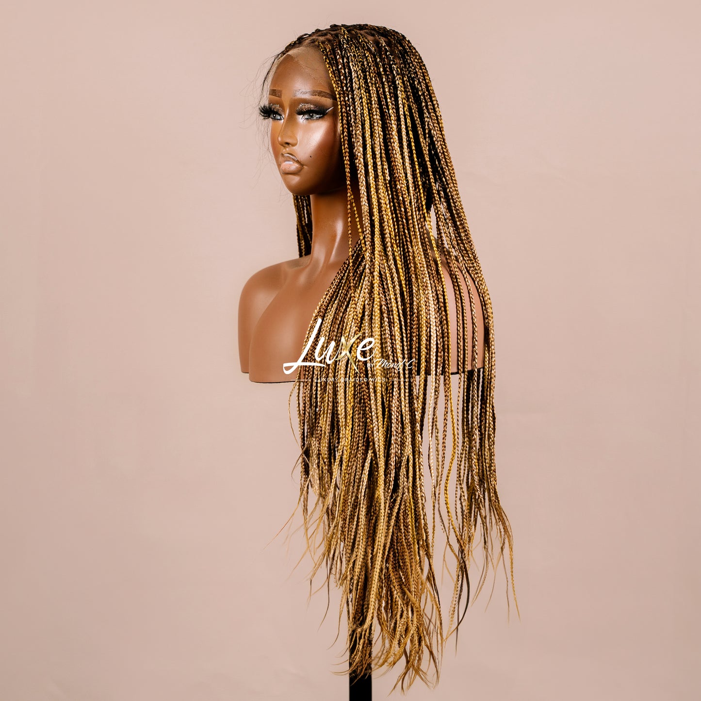 "Kimmy" 24" HD Full Lace Medium Knotless Box Braided Wig - Blond Mix