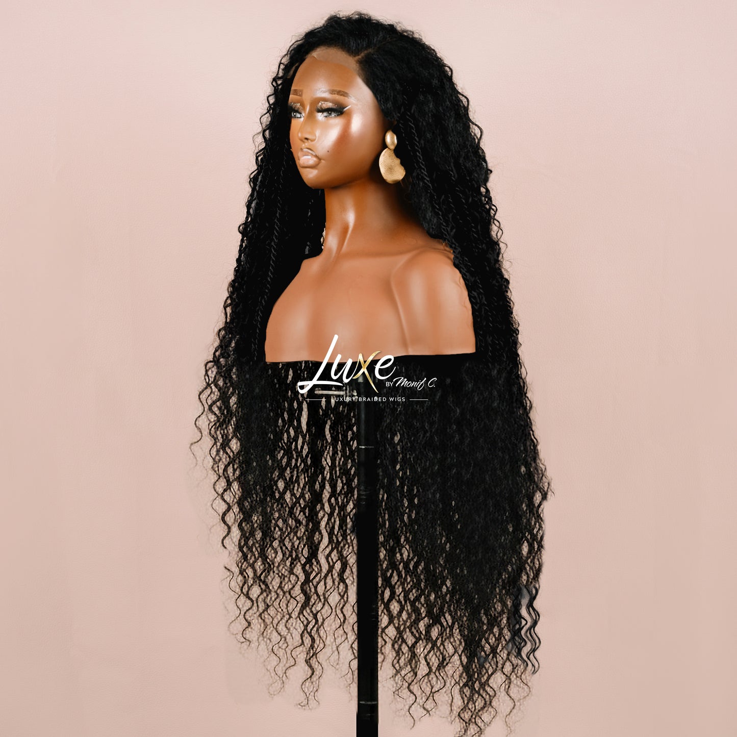 "Lana" HD Full Lace Human Hair Island Twist Boho Braided Wig - Black