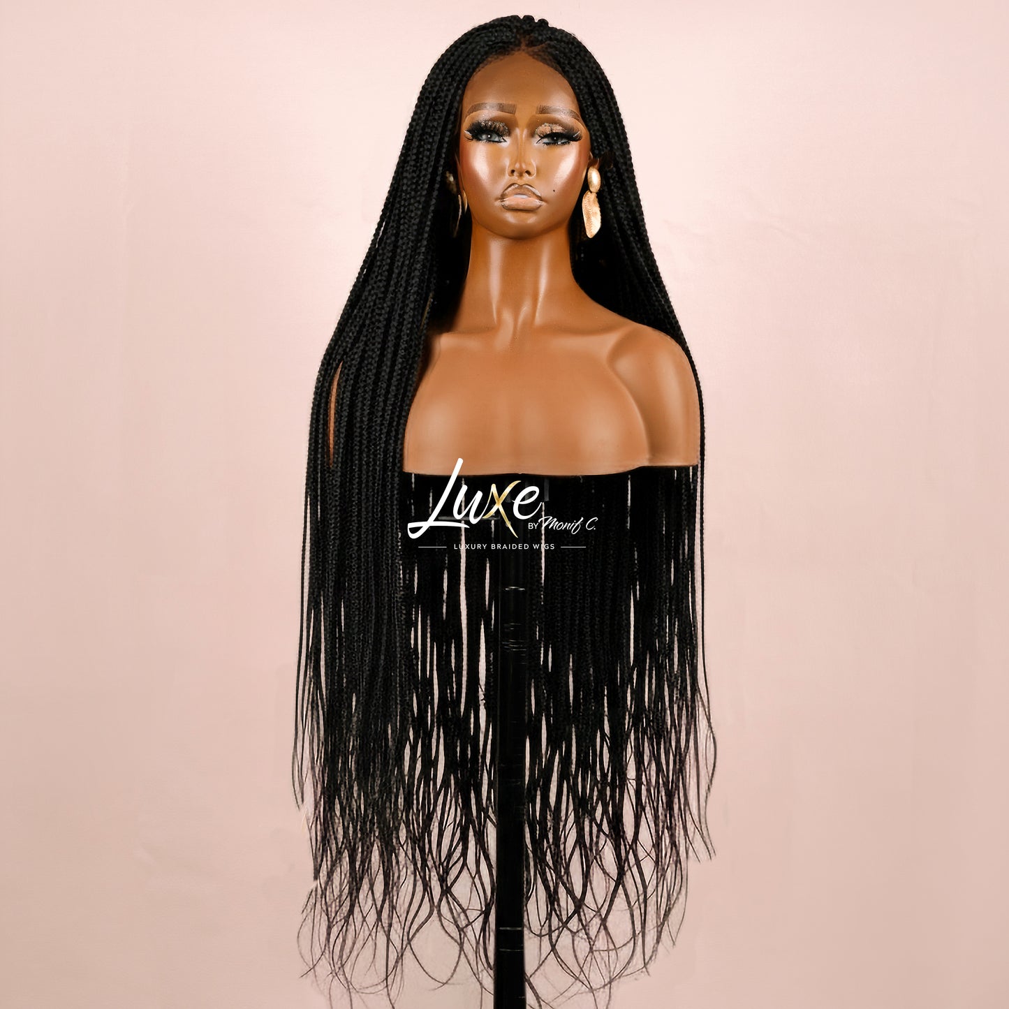 "Kimmy" 24" HD Full Lace Medium Knotless Box Braided Wig - Black