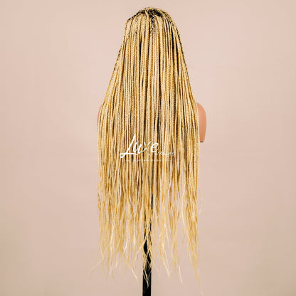 "Kimmy" 24" HD Full Lace Medium Knotless Box Braided Wig - 613 Blond - Luxury HD Braided Wigs for Black Women